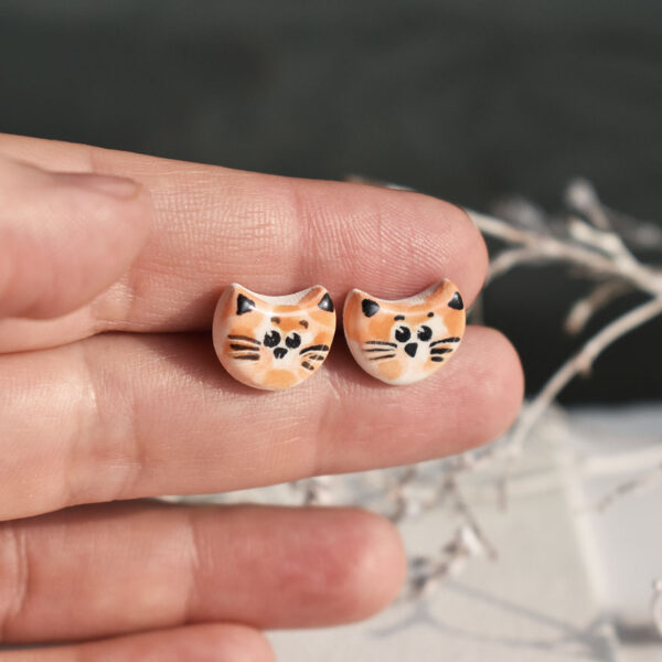 Cercei din ceramica “Pisici portocalii”