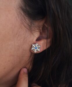 Alternative view of Cercei din argint cu zirconii albastre ”Fulgi de zăpadă”