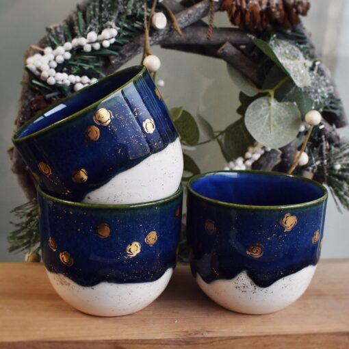 Pahar din porțelan cu detalii din aur "Starry Night", 180 ml