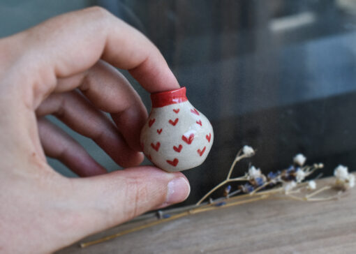 Mini Vază ”Red Hearts” 3.1 cm - imagine 2