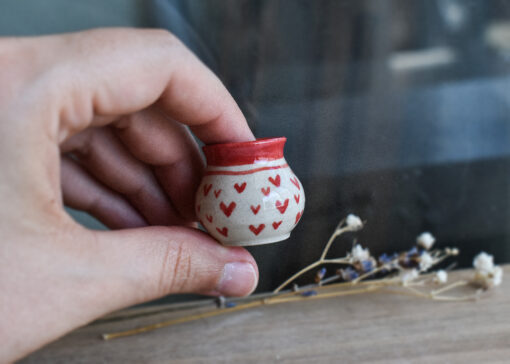 Mini Vază ”Red Hearts” 2.8 cm - imagine 2