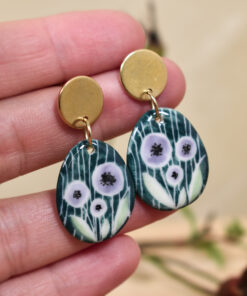 Cercei din porțelan ”Anemone”