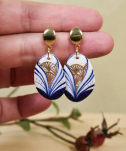 Alternative view of Cercei din porțelan cu aur ”Dantelă Art Deco”