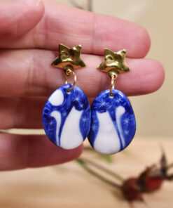 Alternative view of Cercei din porțelan ”Pisici sub clar de Lună”