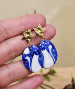 Cercei din porțelan ”Pisici sub clar de Lună”