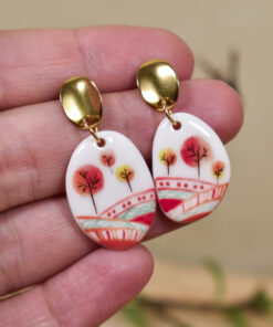 Cercei din porțelan ”Dealuri de toamnă”