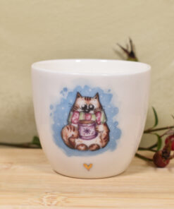 Alternative view of Pahar - lumânare parfumată din porțelan "Pisici iubărețe - Pisică cu ciocolată caldă”, parfum Sweater Weather
