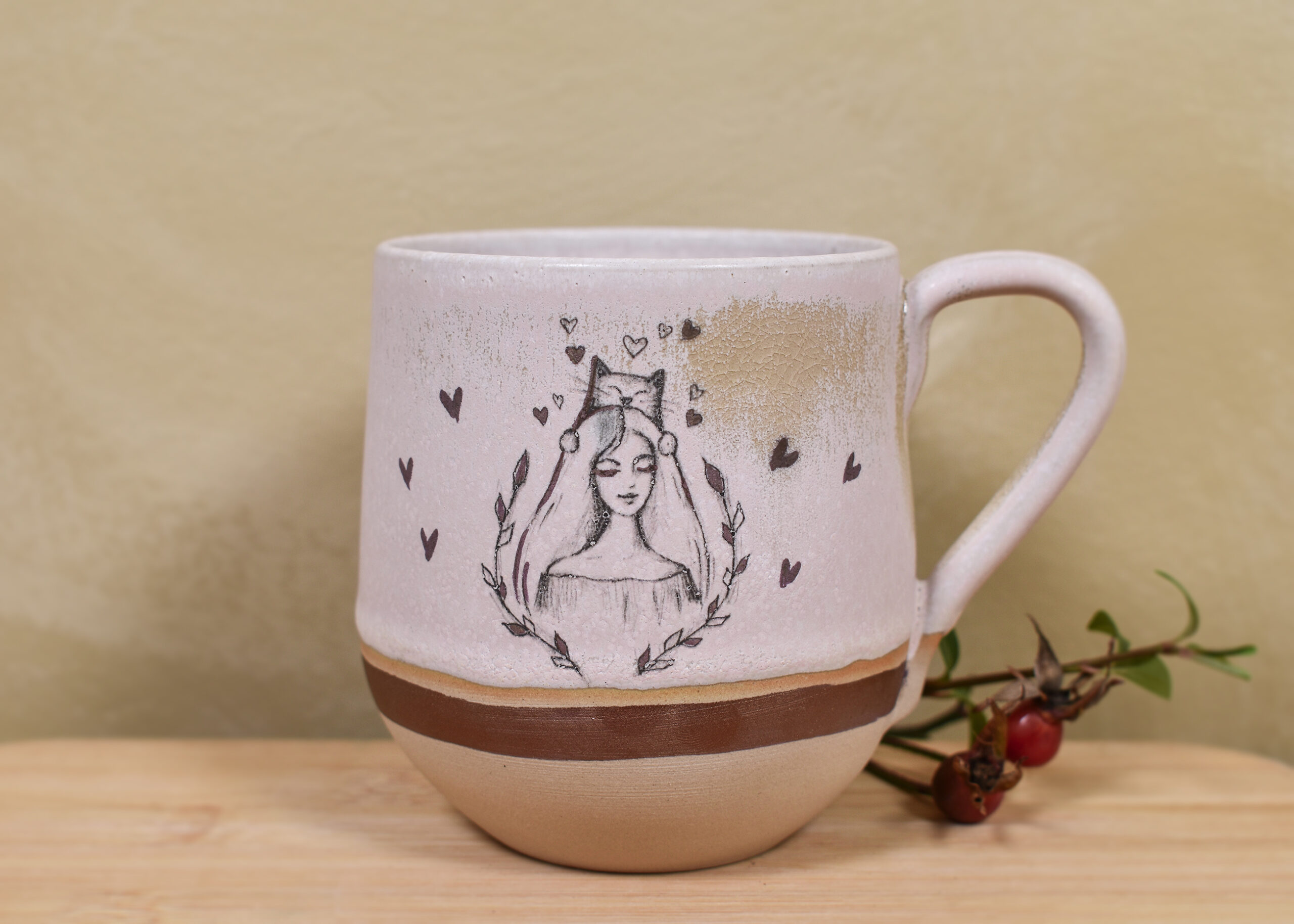 Cană din ceramică "Fata cu pisici", 335 ml
