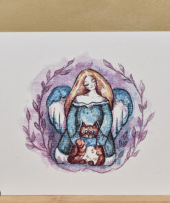 Ilustrație/felicitare ”Înger cu pisică”