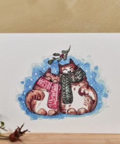 Ilustrație/felicitare ”Pisici iubărețe”