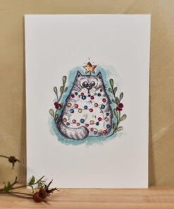 Ilustrație/felicitare ”Pisică încurcată”