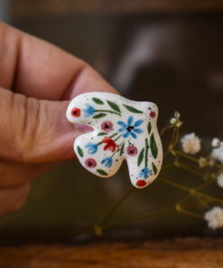 Mărțișor-broșă Turturică flori (bleu)