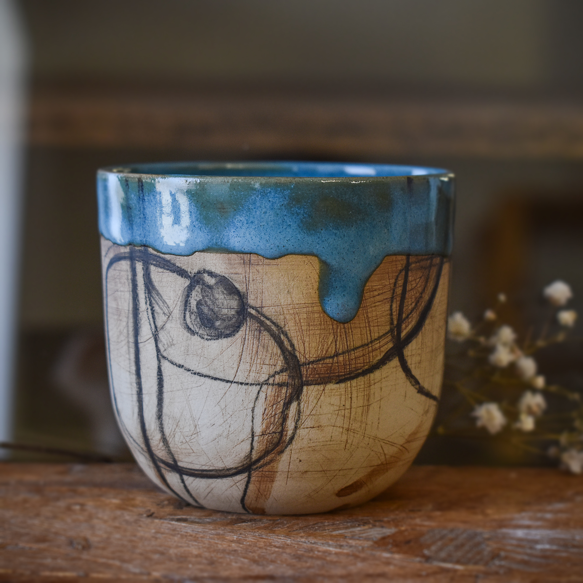 Pahar din ceramică "Blue shields", 190 ml - imagine 2