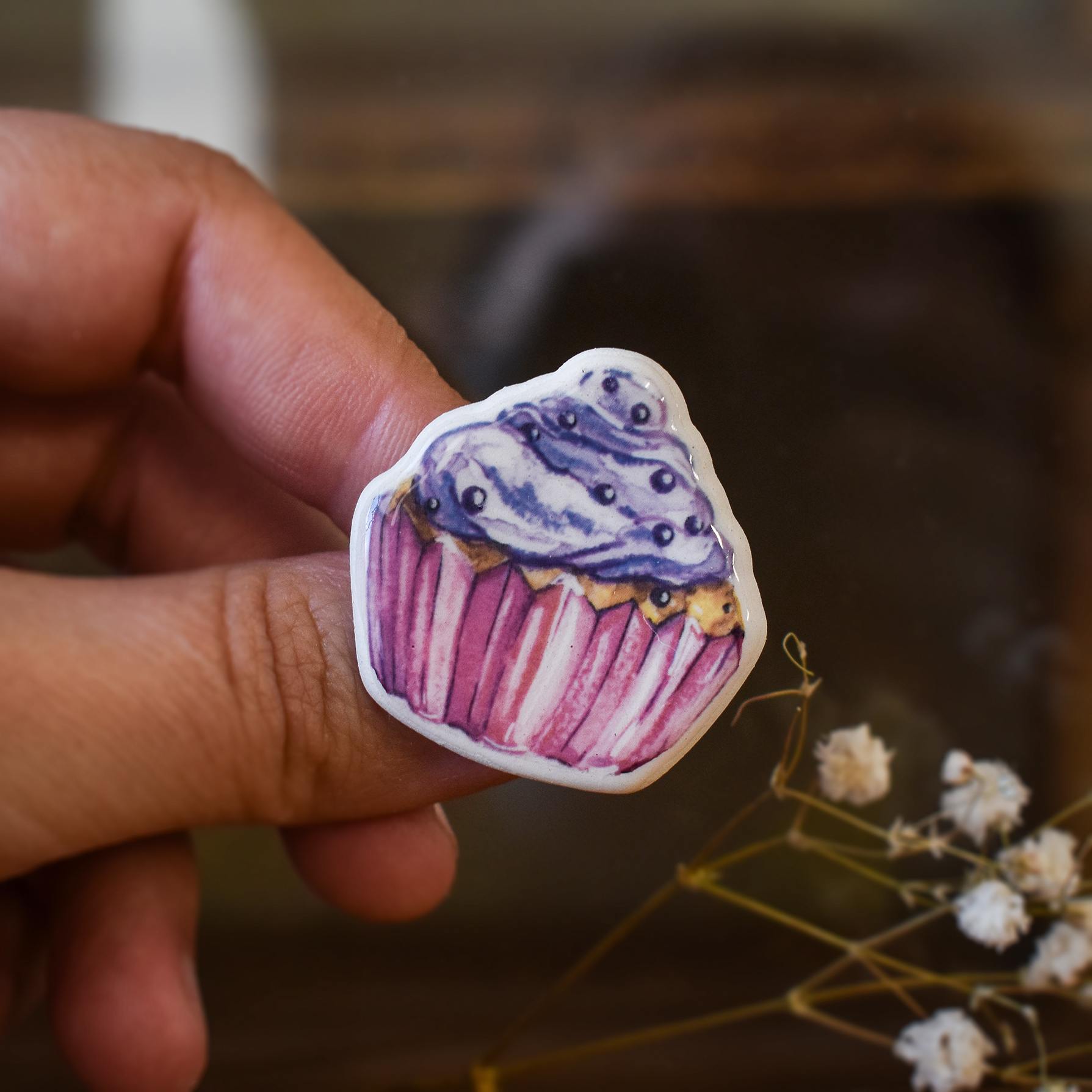 Broșă cu ilustrație, Cupcake