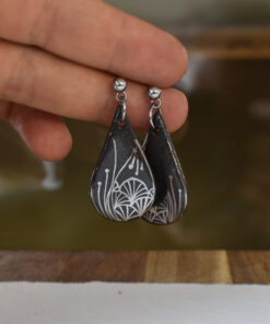 Cercei din ceramică "Black and Silver"