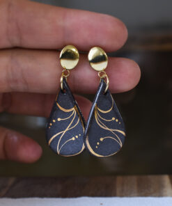 Cercei din ceramică "Black and Gold"