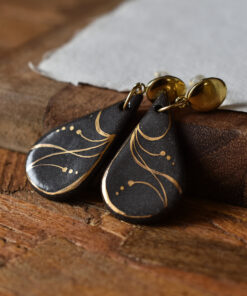 Cercei din ceramică "Black and Gold" - imagine 2