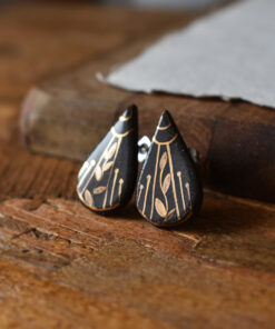 Cercei din ceramică "Black and Gold" - imagine 2