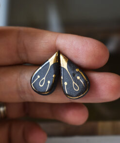 Cercei din ceramică "Black and Gold" - imagine 2
