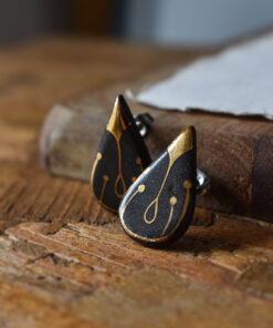Cercei din ceramică "Black and Gold"