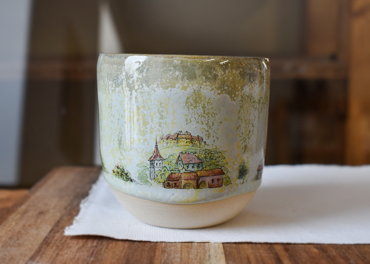 Pahar din ceramică "Pitoresc românesc", 200 ml