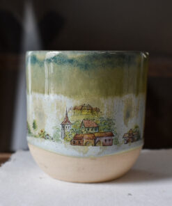 Pahar din ceramică "Căsuțe", 225 ml