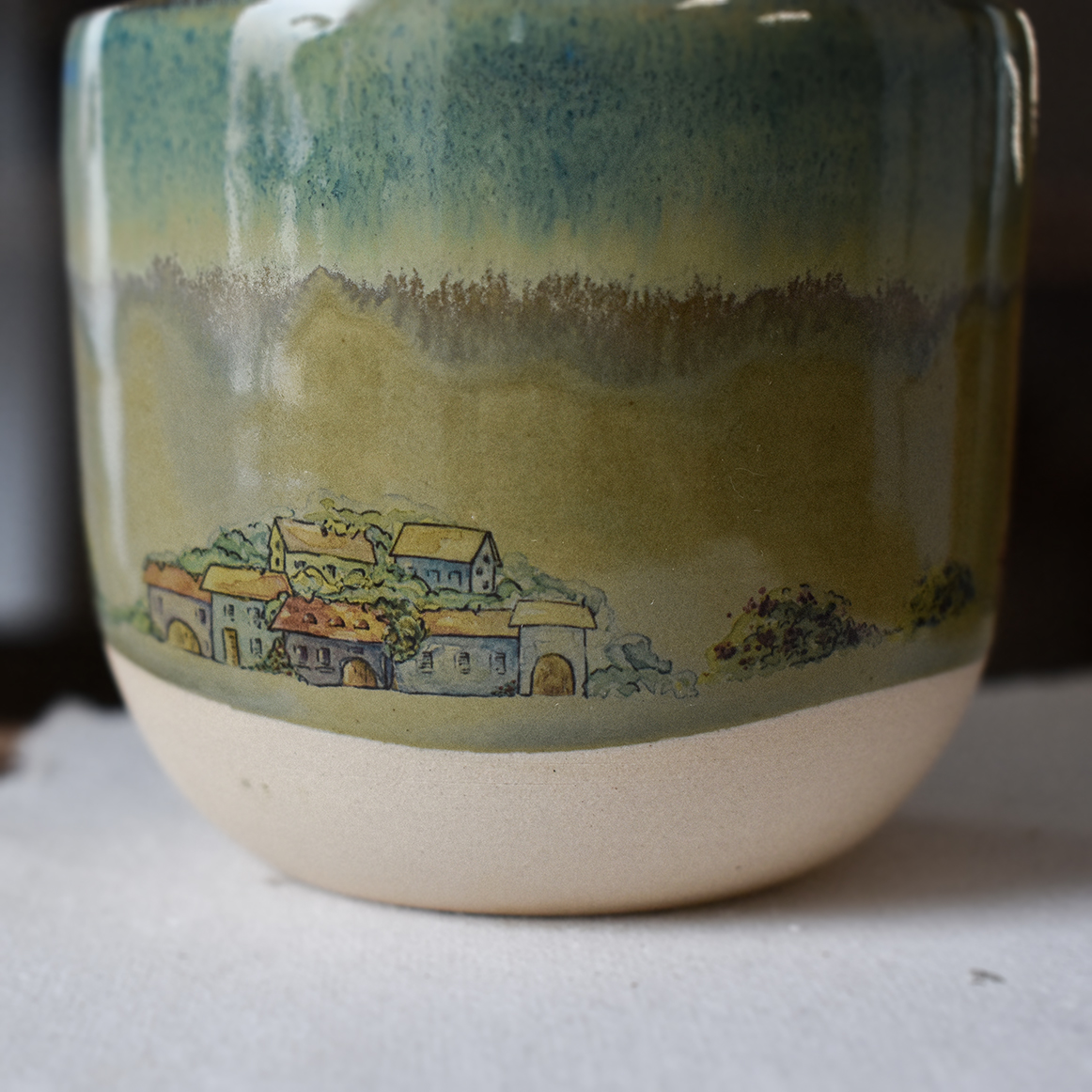 Pahar din ceramică "Căsuțe pe-nserat", 225 ml - imagine 4
