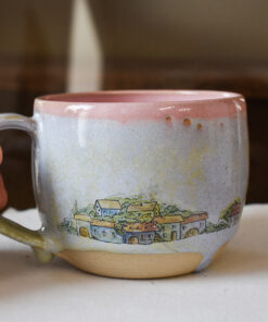 Alternative view of Cană din ceramică "Căsuțe: Pink Sky", 250 ml