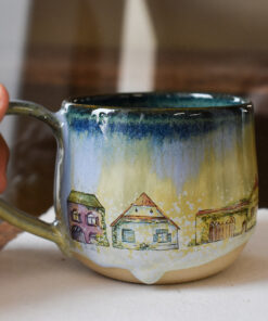 Alternative view of Cană din ceramică "Căsuțe: Inspirație Viscri", 250 ml